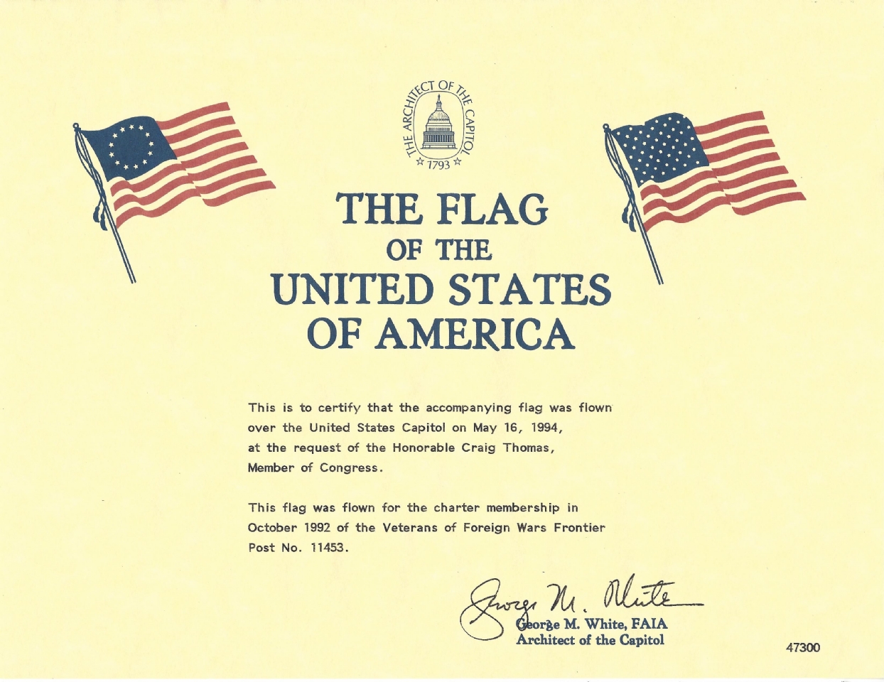 US Flag Certification Charter 1994